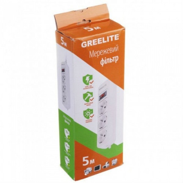 Удлинитель - Cетевой фильтр Greelite на 3 розетки 5 метров кабель (68502) Удлинитель - Cетевой фильтр Greelite на 3 розетки 5 метров кабель (68502)