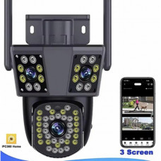 Уличная WIFI камера видеонаблюдения 9MP, 3 объектива C360 home, поворотная три линзы (106902)