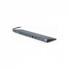 Концентратор Cablexpert USB-C 9-in-1 (Hub/HDMI/VGA/PD/card-reader/lan/audio) (A-CM-COMBO9-01)