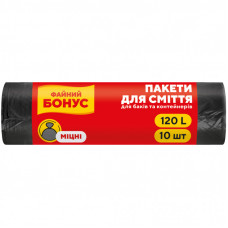 Пакеты для мусора Бонус Черные 120 л 10 шт. (4823071624878)