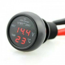 Автомобильный термометр - вольтметр - USB VST 706-1 (115712)