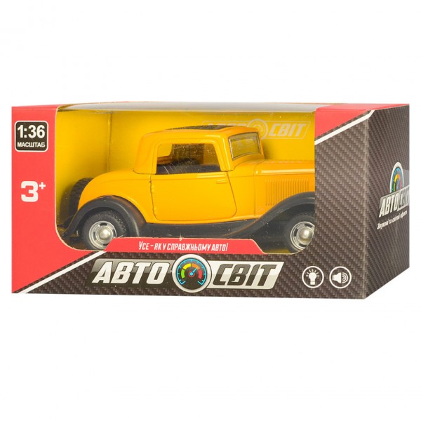 Детская металлическая машинка Ford АвтоСвіт AS-2033 масштаб 1:36 (Желтый)