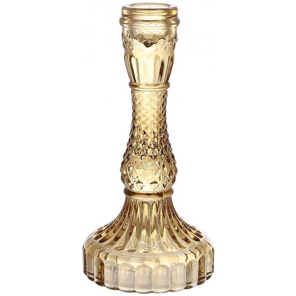 Набір 12 скляних свічників "Crystal Glass" 17см, бурштиновий (111932)