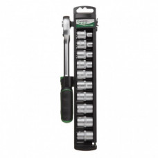 Набор головок 8-19 мм, 1/2", рукоятка с храповым механизмом, 10 ед. INTERTOOL ET-6013 (108042)