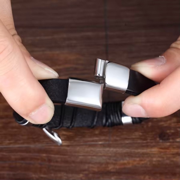 Браслет мужской кожаный NIB SKY SILVER черный 19-21 см (длина 23 см) (2738658959) Браслет мужской кожаный NIB SKY SILVER черный 19-21 см (длина 23 см) (2738658959)