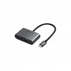 Концентратор Type-C M to HDMI+VGA Adapter with PD CM162 (Silver) Ugreen (50505)