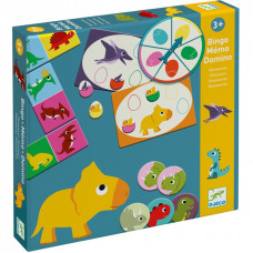 Настольная игра Djeco Динозавры 3 в 1: Бинго + Мемо + Домино (DJ08132)