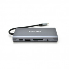 Концентратор VEGGIEG USB-C 7-in-1 USB-C + 3xUSB 3.0 + HDMI + VGA + SD/TF + RJ45 0.1m silver (TC10-U)