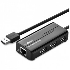 Концентратор Ugreen USB 3.0 Type A to 3xUSB 2.0 + RJ45 1000M Ethernet black (20264)