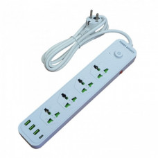 Сетевой удлинитель фильтр Power Socket J02 на 4 розетки + 3 USB 3.4A и 1 Type-C Белый (80672)