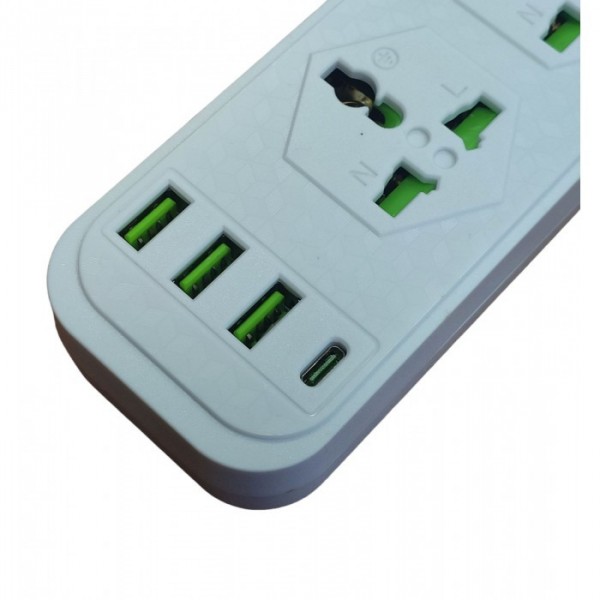 Сетевой удлинитель фильтр Power Socket J02 на 4 розетки + 3 USB 3.4A и 1 Type-C Белый (80672) Сетевой удлинитель фильтр Power Socket J02 на 4 розетки + 3 USB 3.4A и 1 Type-C Белый (80672)