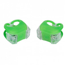 Комплект велофар Velotrade мигалка 2шт BC-RL8002 белый+красный свет LED, зеленый корпус (L-018)