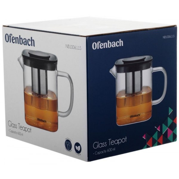 Чайник скляний заварювальний Ofenbach 600мл зі знімним ситечком (0611s) (110482) Чайник скляний заварювальний Ofenbach 600мл зі знімним ситечком (0611s) (110482)