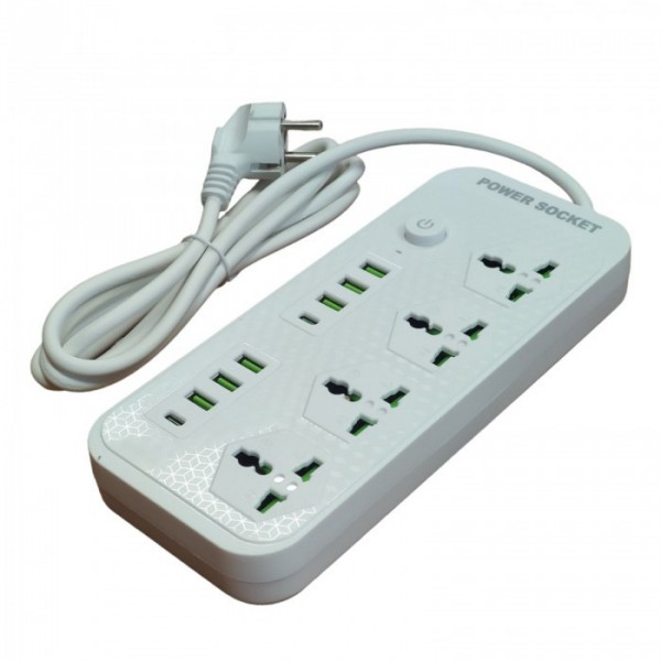 Сетевой удлинитель фильтр Power Socket J08 на 4 розетки + 6 USB 3.4A и 2 Type-C Белый (78792) Сетевой удлинитель фильтр Power Socket J08 на 4 розетки + 6 USB 3.4A и 2 Type-C Белый (78792)
