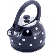Чайник Kamille Polka Dot Kettle 2л з нержавіючої сталі зі свистком, в горошок, чорний (97203)