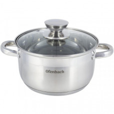 Каструля Ofenbach Casserole з нержавіючої сталі 3400мл зі скляною кришкою (98403)