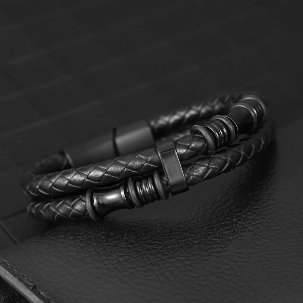 Браслет мужской кожаный SWAP черный плетеный 17-19 см (2360061755) Браслет мужской кожаный SWAP черный плетеный 17-19 см (2360061755)