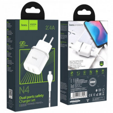 Сетевое зарядное устройство Hoco N4 Aspiring 2USB 2.4A micro-USB Белый (38803)