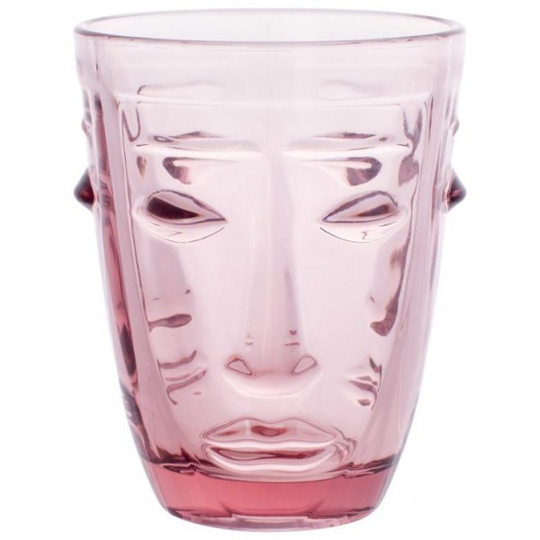 Набір 6 скляних стаканів Ariadne "Face Pink" 250мл, темно-рожеве скло (109903)