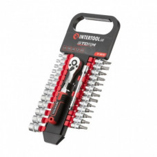 Набор головок 1/4" 4-14 мм., TORX, PH, HEX, SL, 72 зуба, 28ед., Cr-V STORM INTERTOOL ET-8018 (119213)