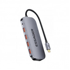 Концентратор Essager USB-C 11-in-1 USB 3.2 + USB 2.0 + HDMI + VGA + USB-C + RJ45 + SD/TF + audio (EHB11-FQ0G-Z)
