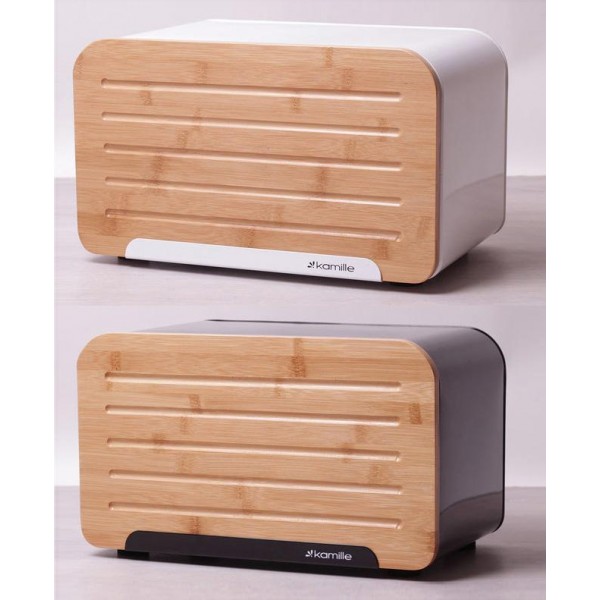 Хлібниця Kamille Breadbasket Steel&Bamboo 35х20см з нержавіючої сталі (109613)