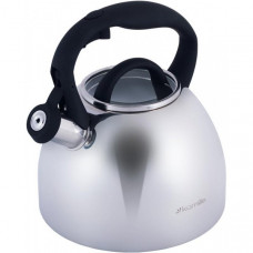Чайник Kamille Whistling Kettle 2.7л з нержавіючої сталі зі свистком і скляною кришкою (чорна ручка) (55713)