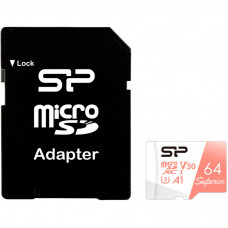 Карта памяти Silicon Power 64GB microSDXC class 10 UHS-I U3 V30 A1 Superior (SP064GBSTXDV3V20SP)