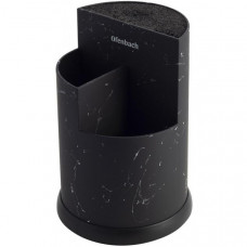 Підставка-колода Ofenbach Black Marble для кухонних ножів і ножиць 16х24см, потрійна кругла (109423)
