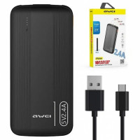 Внешний аккумулятор Power bank AWEI P20K 10000mAh 2USB батарея зарядка Черный (119423)