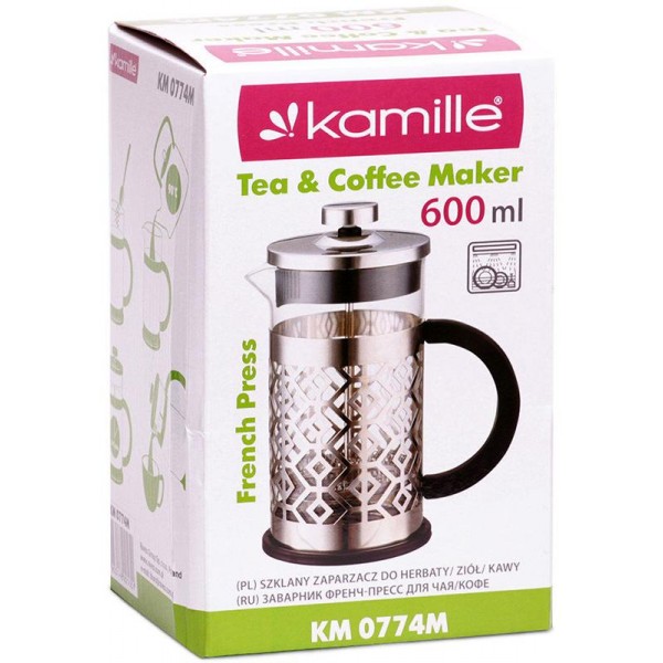 Френч-прес Kamille Frances 600мл з пластиковою ручкою (110523)