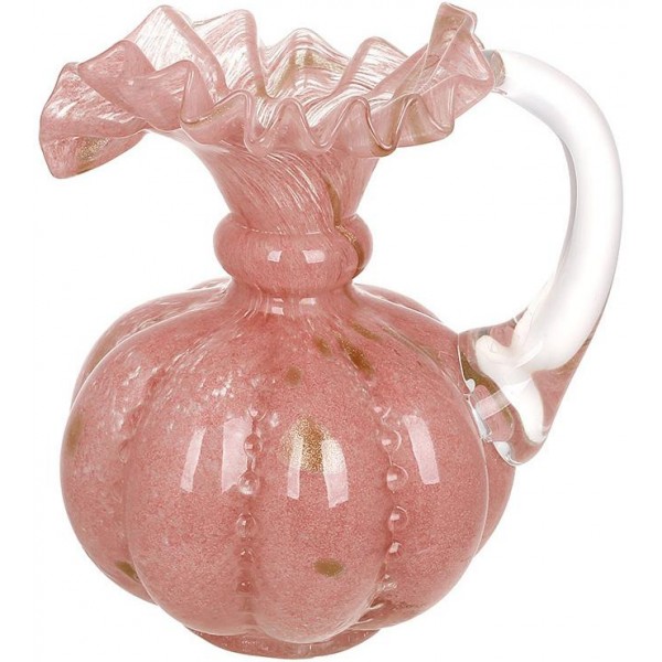 Ваза скляна "Roselle" з ручкою Ø12х17см, рожеве скло (ручна робота) (119523)