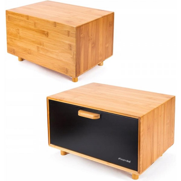 Хлібниця Kamille Black&Wood бамбукова 36х26х23см зі сталевою кришкою (109623) Хлібниця Kamille Black&Wood бамбукова 36х26х23см зі сталевою кришкою (109623)