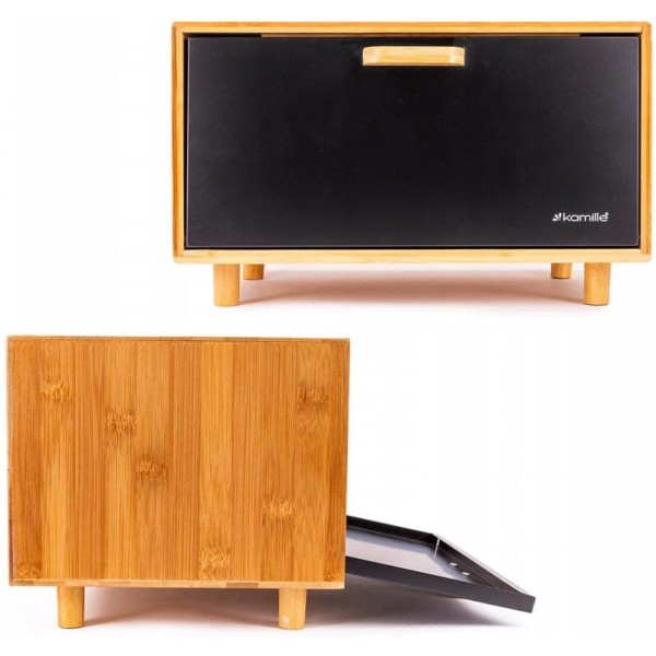 Хлібниця Kamille Black&Wood бамбукова 36х26х23см зі сталевою кришкою (109623) Хлібниця Kamille Black&Wood бамбукова 36х26х23см зі сталевою кришкою (109623)
