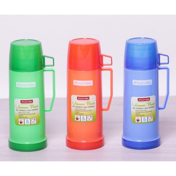 Термос Kamille Glass 600мл дзеркальна колба з 2 чашками (114133)
