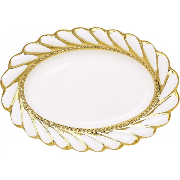 Блюда порцелянові "Gold Luxury Tiffany" 25х18см, набір 4 овальних блюда (135043)