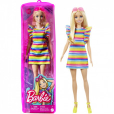 Кукла Barbie Модница с брекетами в полосатом платье (HJR96)