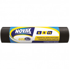 Пакеты для мусора Novax черные 60 л 15 шт. (4823058320342)