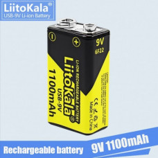 Аккумулятор Крона, LiitoKala USB-9V, 1100mAh, ОРИГИНАЛ (107843)