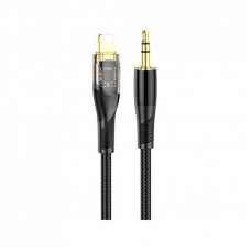 Кабель мультимедийный Lightning to 3.5mm M 1.0m black Black HOCO (6931474791153)