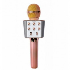 Микрофон-караоке беспроводной WSTER WS1688 Bluetooth FM Радио и искажение голоса Розово-Золотой (108053)