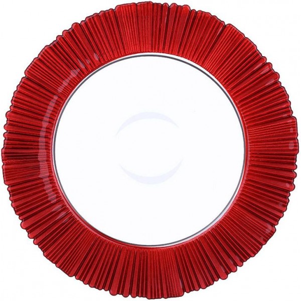 Набір 6 скляних тарілок "Fleur Red" 33см, червоний (110853)