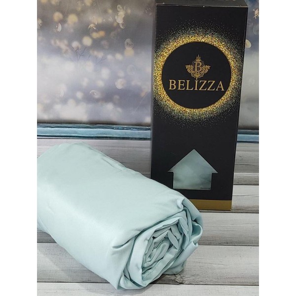 Сатинове простирадло на резинці 180х200см та 2 наволочки 50х70см, Belizza "Mint" (114063)