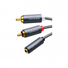 Кабель мультимедийный 3.5mm F to 2xRCA M 1.0m Black Ugreen (10588)
