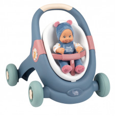 Коляска для кукол Smoby Little для прогулок 3в1, с пупсом, синий (140308)