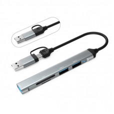 Концентратор Dynamode 5-in-1 USB Type-C/Type-A to 1хUSB3.0, 2xUSB 2.0, card-reader SD/MicroSD (DM-UH-514)