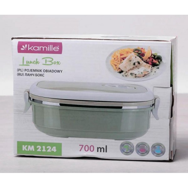 Ланч-бокс Kamille Food Box 700мл, 20х14.5х7.5см, бежевий з оливковим (114283) Ланч-бокс Kamille Food Box 700мл, 20х14.5х7.5см, бежевий з оливковим (114283)