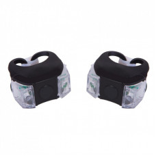 Комплект велофар Velotrade мигалка 2шт BC-RL8002 белый+красный свет LED, черный корпус (L-021)