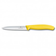 Кухонный нож Victorinox SwissClassic для нарезки 10 см, волнистое лезвие, желтый (6.7736.L8)