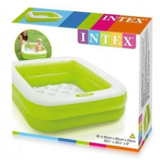 Детский бассейн Intex 57100 надувное дно, 85х85х23 см (Зеленый)
